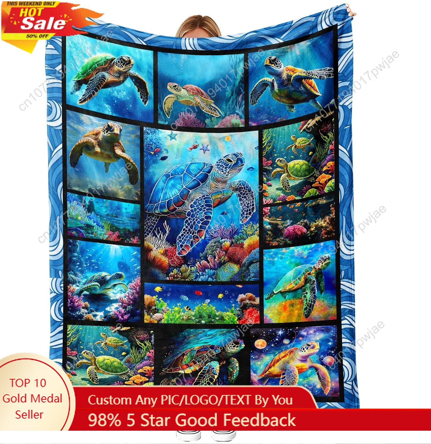 Home Textiles Blanket - Cobertor de flanela de tartaruga marinha,