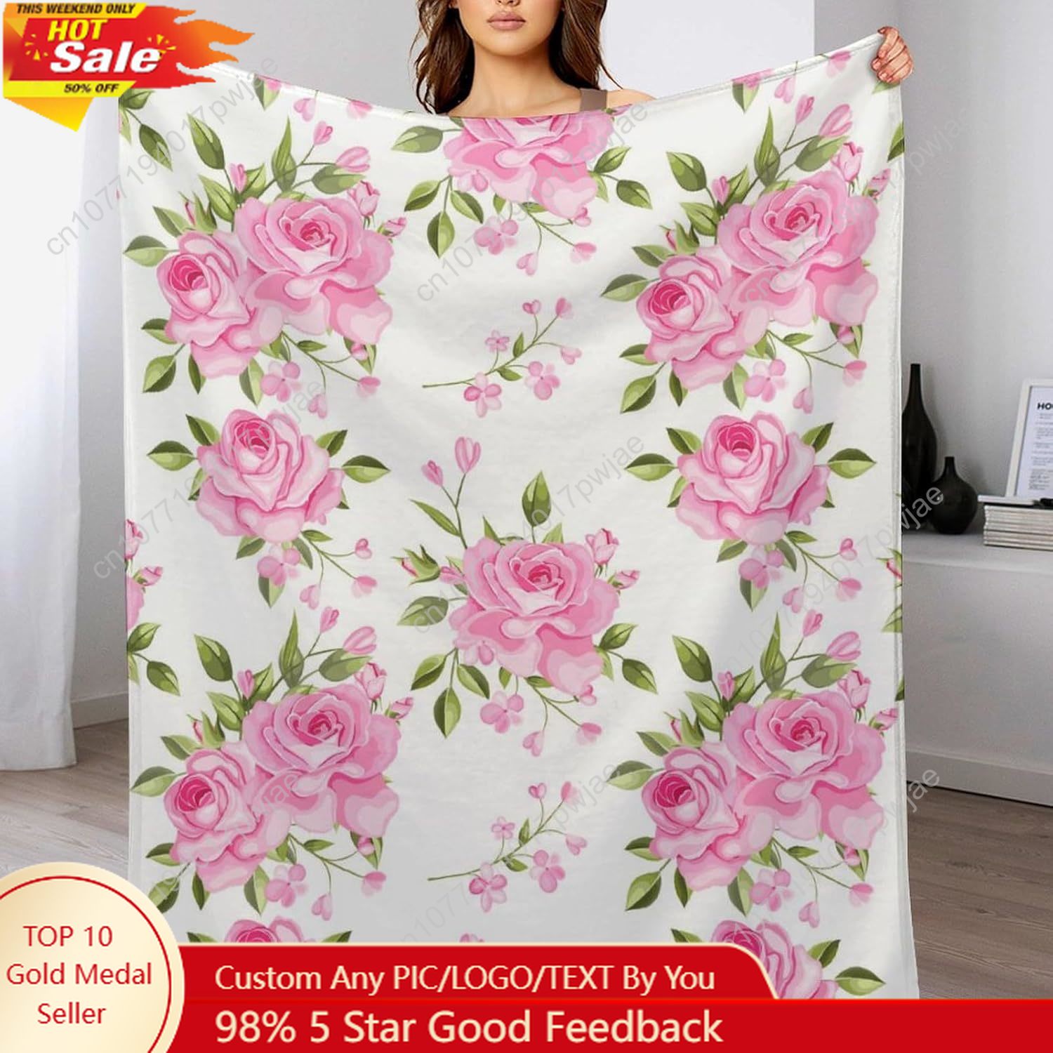 Home Textiles Blanket - Flor rosa lance cobertor decoração floral