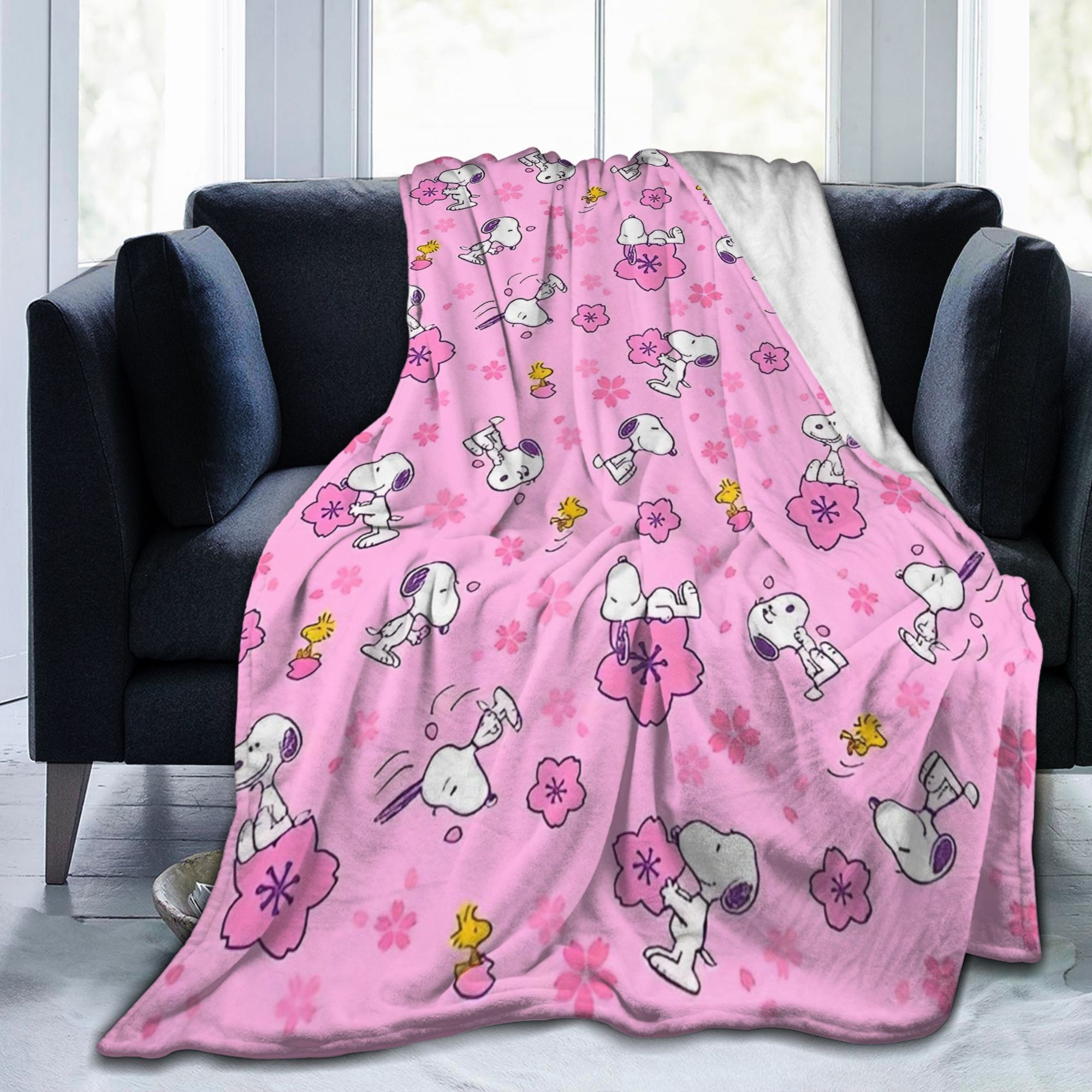 Home Textiles Blanket - Cobertores de Tricô Pink Snoopys Woodstock,