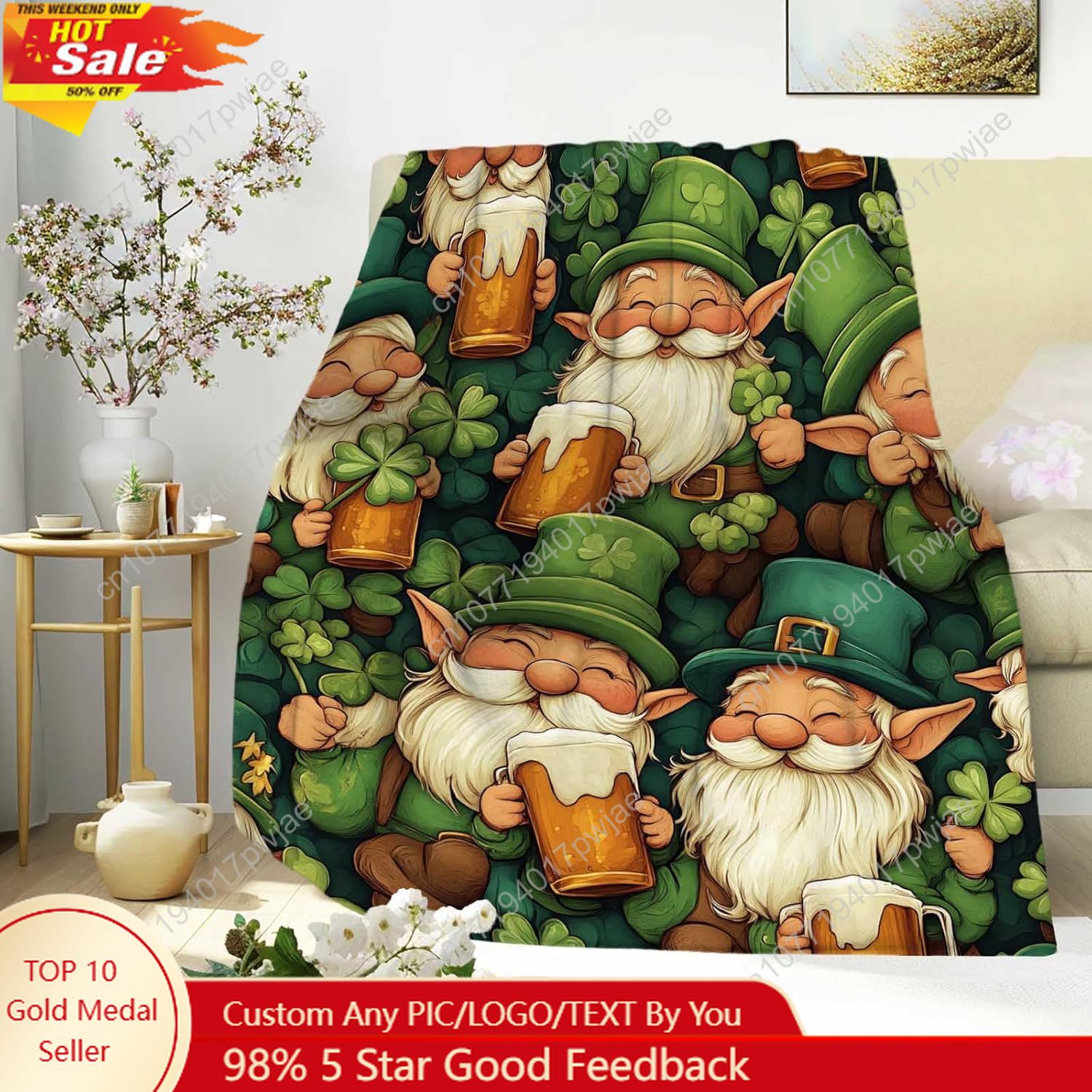 Home Textiles Blanket - Cobertor de gnomo do dia de