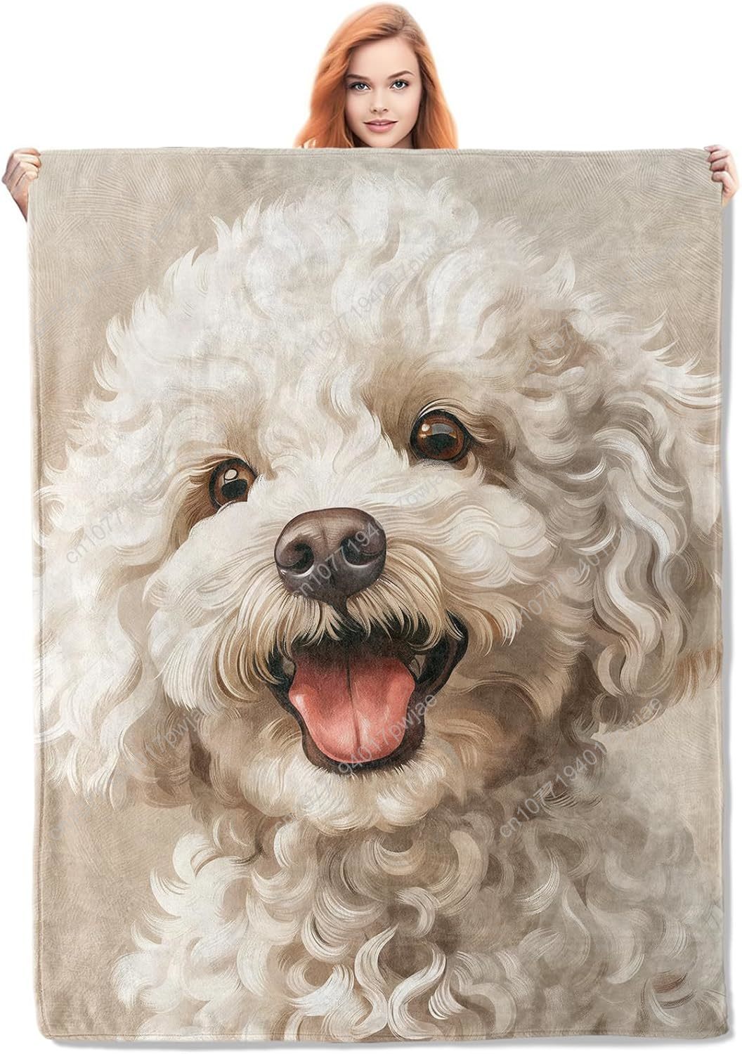 Home Textiles Blanket - Cobertor de retrato de poodle alegre,