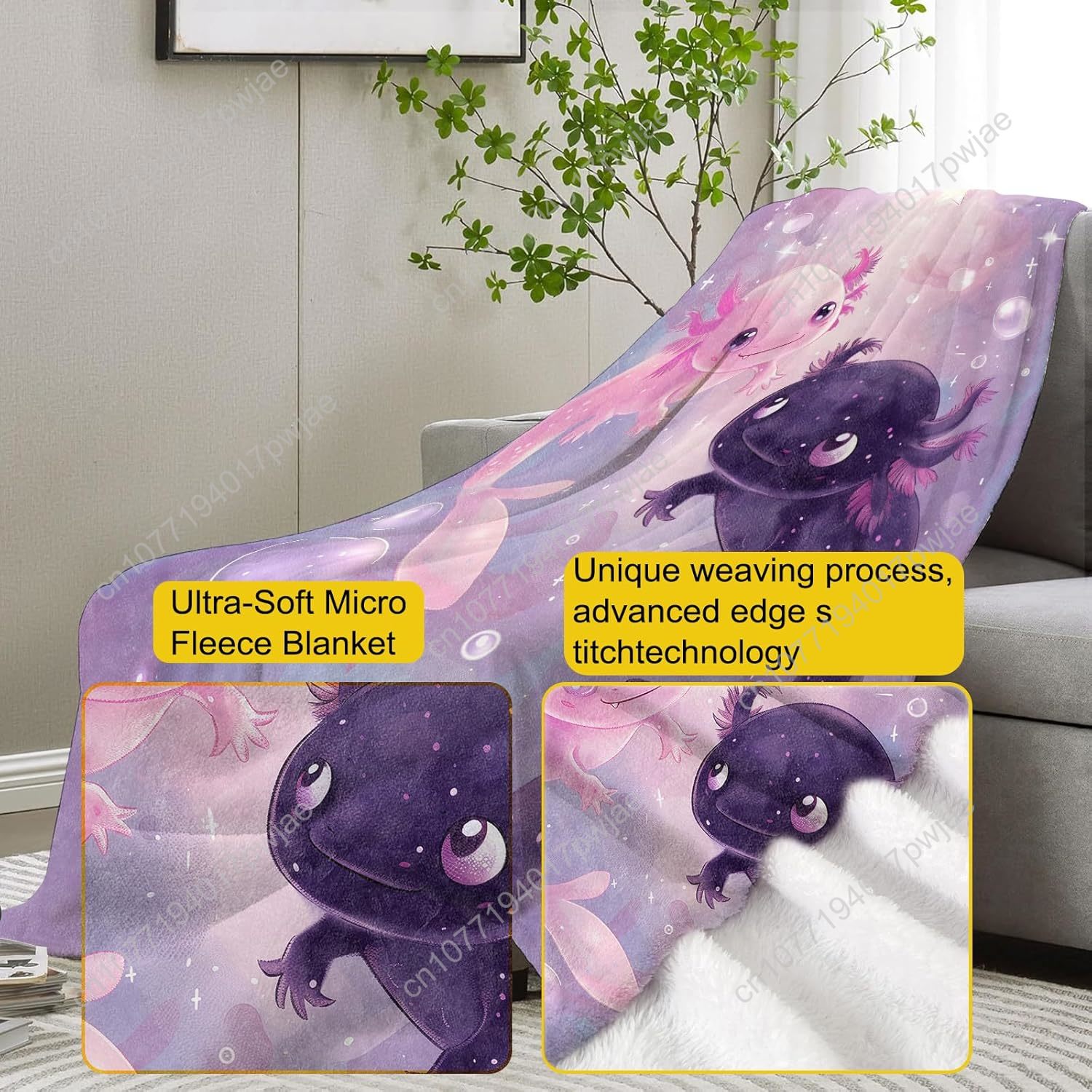 Axolotl cobertor bonito axolot - Home Textiles Blanket avaliação e preço